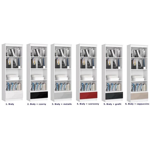 Regał do salonu z szufladą biały + cappuccino połysk Milano 4X Elior One Size Edinos.pl