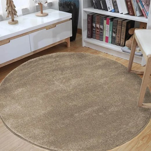 Beżowy okrągły dywan do salonu - Bernis 3X Profeos One Size Edinos.pl