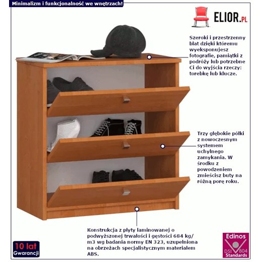 Szafka na buty w kolorze olchy - Alfinete Elior One Size Edinos.pl