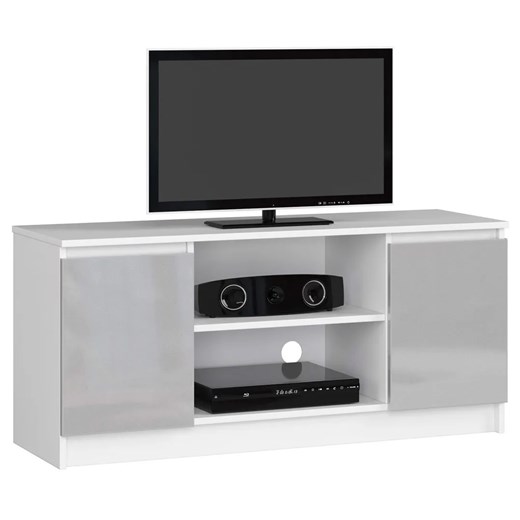 Szafka pod telewizor biała + metalik połysk - Galapi 4X 120 cm ze sklepu Edinos.pl w kategorii Szafki RTV - zdjęcie 172210797