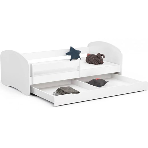 Białe łóżko dziecięce z barierką - Ellsa 4x 80x160 Elior One Size Edinos.pl