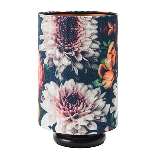Czarna lampka w kwiaty na szafkę nocną - S384 W4-N42 ze sklepu Edinos.pl w kategorii Lampy stołowe - zdjęcie 172211059
