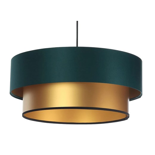 Złoto-zielona lampa wisząca glamour z abażurem - S417 K1-E79 ze sklepu Edinos.pl w kategorii Lampy wiszące - zdjęcie 172211445