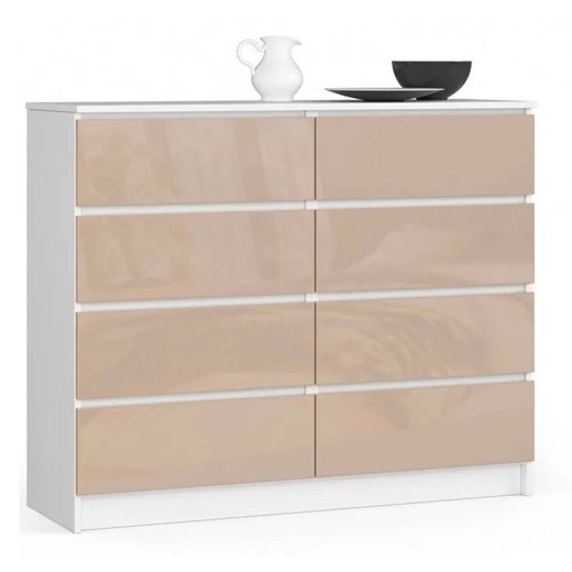 Komoda do salonu biała + cappuccino połysk - Stigio 4X Elior One Size Edinos.pl