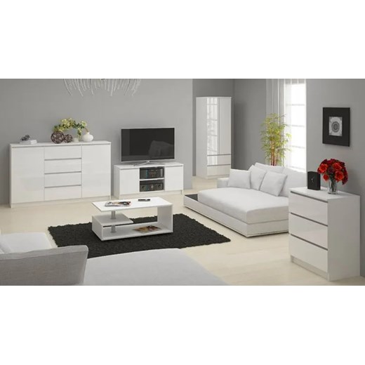 Komoda do salonu biała + cappuccino połysk - Stigio 4X Elior One Size Edinos.pl