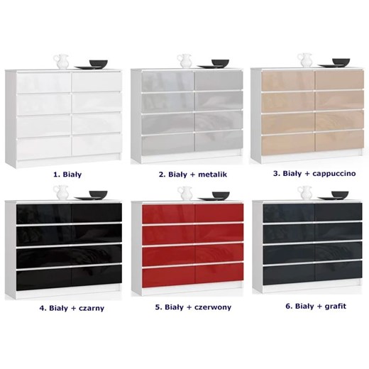 Komoda do salonu biała + cappuccino połysk - Stigio 4X Elior One Size Edinos.pl