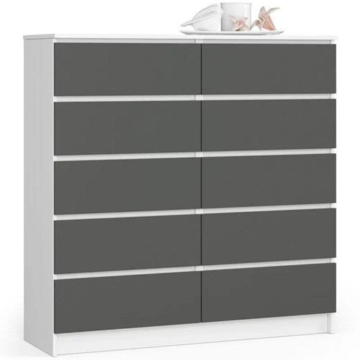 Komoda z szufladami do sypialni biała + grafit C7-B68 ze sklepu Edinos.pl w kategorii Komody - zdjęcie 172211607
