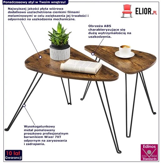 Komplet 2 sztuk stolików kawowych do salonu - Cino Elior One Size Edinos.pl