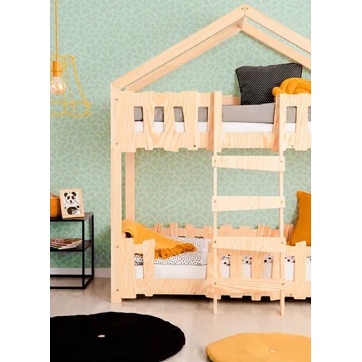 Drewniane łóżko piętrowe domek z barierkami - Marion 3X Elior One Size Edinos.pl