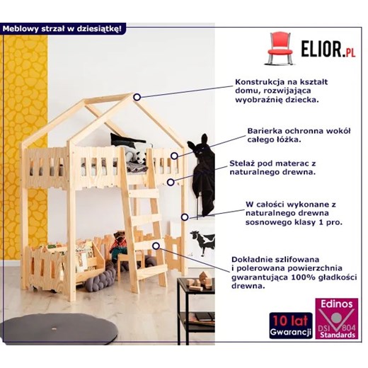 Skandynawskie łóżko piętrowe domek- Rosti 4X Elior One Size Edinos.pl