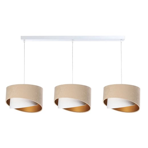 Beżowa potrójna lampa wisząca welurowa - 7X S503 N2-L48 ze sklepu Edinos.pl w kategorii Lampy wiszące - zdjęcie 172212208