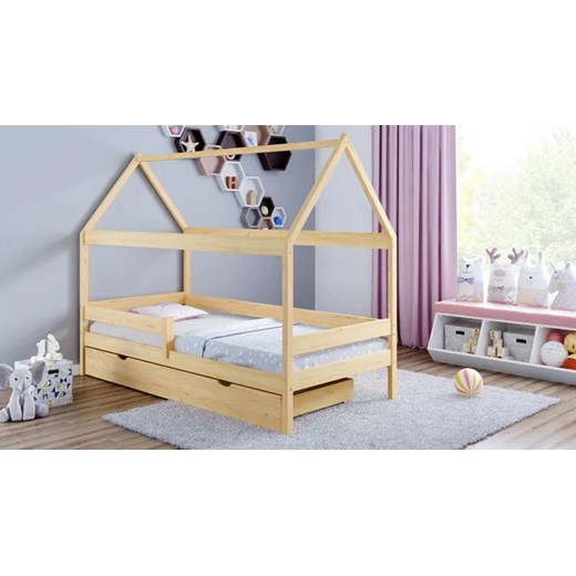 Białe łóżko domek z drewna sosnowego - Petit 3X 190x80 cm Elior One Size Edinos.pl