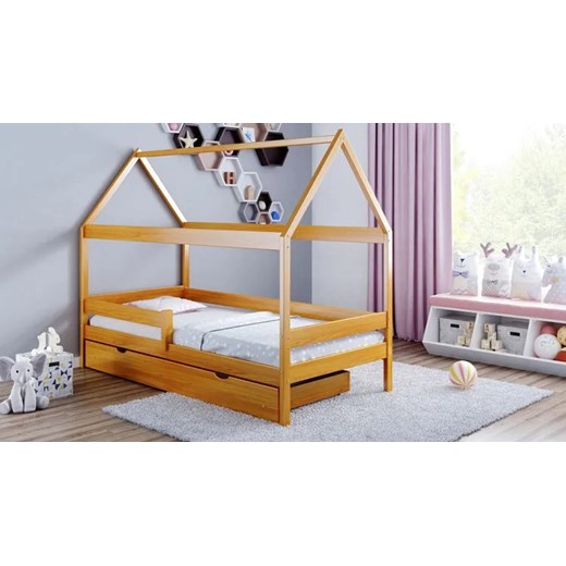 Skandynawskie drewniane łóżko domek z szufladą, olcha - Petit 4X 190x80 cm Elior One Size Edinos.pl