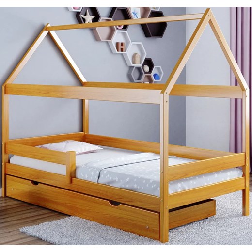 Łóżko domek z materacem i szufladą, olcha - Petit 4X 200x90 cm Elior One Size Edinos.pl