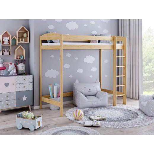 Drewniane łóżko dla dziecka z antresolą, sosna - Igi 3X 190x80 cm Elior One Size okazyjna cena Edinos.pl