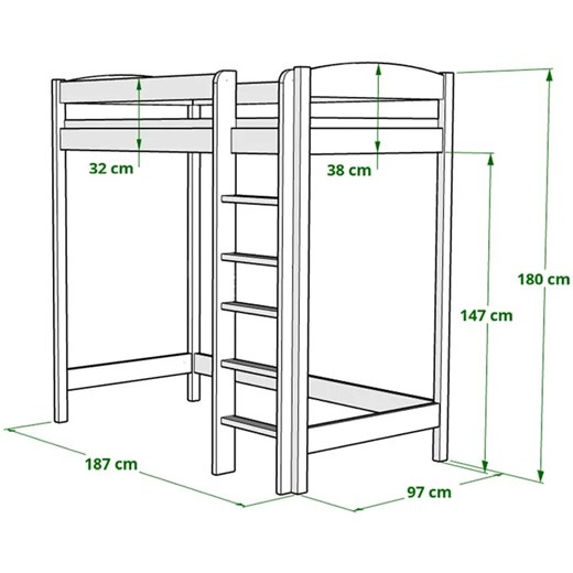 Biała antresola z łóżkiem dla dziecka - Igi 4X 180x90 cm Elior One Size promocja Edinos.pl