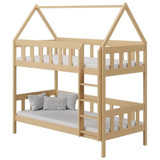 Drewniane dziecięce łóżko piętrowe domek, sosna - Gigi 3X 180x80 cm Elior One Size Edinos.pl