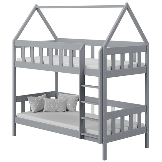 Szare piętrowe łóżko przypominające domek - Gigi 3X 180x90 cm ze sklepu Edinos.pl w kategorii Łóżka dziecięce - zdjęcie 172213296