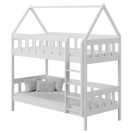 Białe skandynawskie łóżko piętrowe domek dla dzieci - Gigi 3X 190x80 cm ze sklepu Edinos.pl w kategorii Łóżka dziecięce - zdjęcie 172213298
