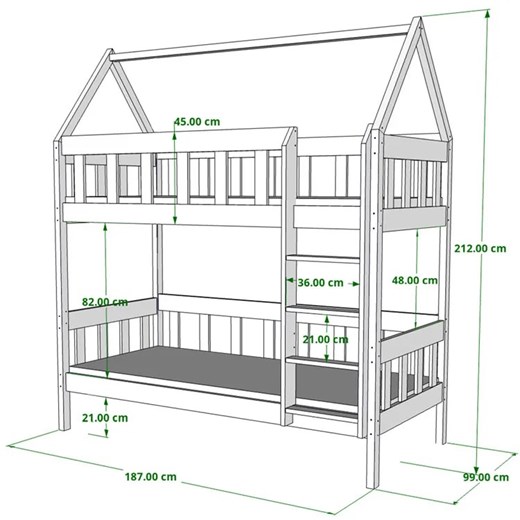 Łóżko piętrowe domek dla dzieci z szufladami, sosna - Gigi 4X 180x90 cm Elior One Size Edinos.pl