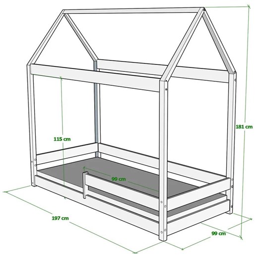 Szare łóżko domek do pokoju dziecięcego - Rara 190x90 cm Elior One Size Edinos.pl