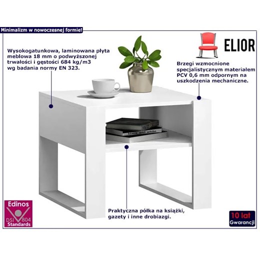 Biała minimalistyczna ława kawowa - Neros Elior One Size Edinos.pl