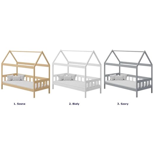Łóżko domek z materacem dla dziecka, sosna - Dada 3X 190x90 cm Elior One Size Edinos.pl