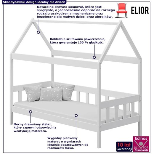 Białe drewniane łóżko dla dziecka - Dada 3X 200x90 cm Elior One Size Edinos.pl