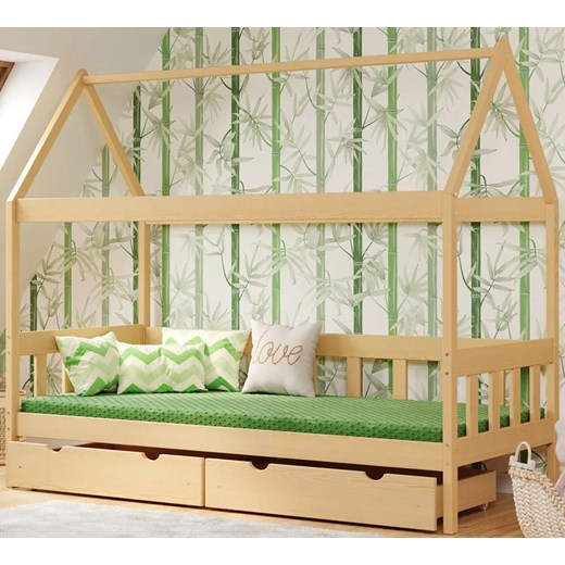 Drewniane łóżko domek do pokoju dziecięcego, sosna - Dada 4X 190x80 cm Elior One Size Edinos.pl