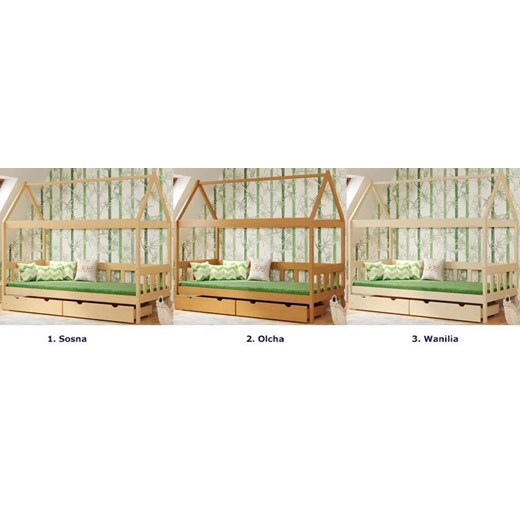 Skandynawskie drewniane łóżko domek, olcha - Dada 4X 190x90 cm Elior One Size Edinos.pl