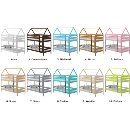 Różowe dziecięce łóżko piętrowe domek z 2 materacami - Zuzu 3X 160x80 cm Elior One Size Edinos.pl
