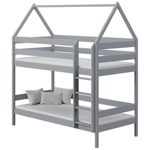 Szare 2-osobowe piętrowe łóżko domek dla dzieci z materacami - Zuzu 3X 160x80 cm Elior One Size Edinos.pl