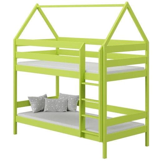 Zielone skandynawskie piętrowe łóżko dla dzieci typu domek - Zuzu 3X 180x80 cm ze sklepu Edinos.pl w kategorii Łóżka dziecięce - zdjęcie 172213738