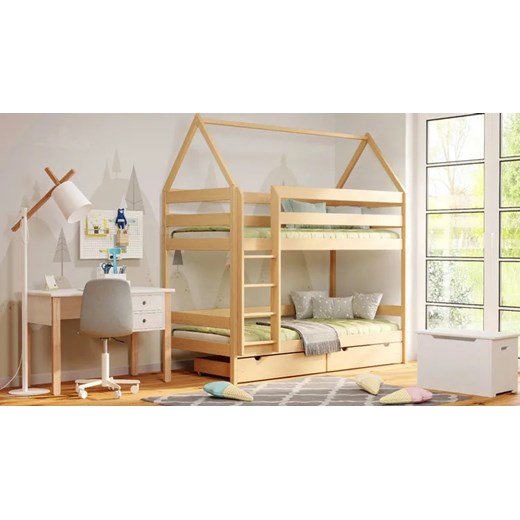 Skandynawskie łóżko dziecięce piętrowe domek, olcha - Zuzu 3X 180x90 cm Elior One Size Edinos.pl