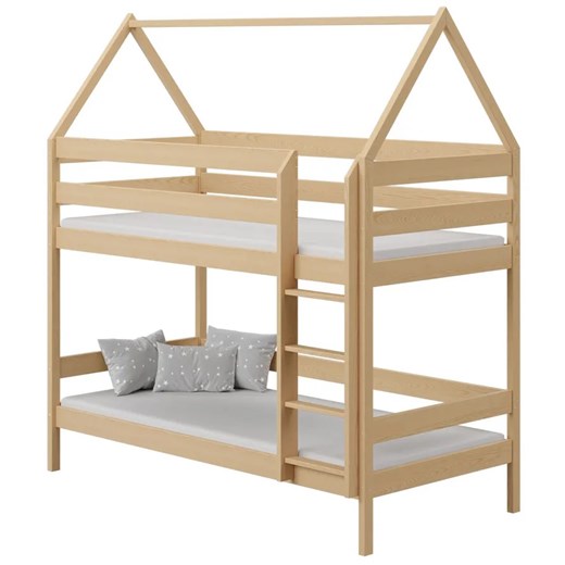 Skandynawskie łóżko piętrowe domek z naturalnego drewna, sosna - Zuzu 3X 180x90 Elior One Size Edinos.pl