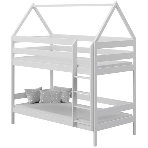 Białe drewniane łóżko piętrowe domek dziecięce - Delisa 3X 190x90 cm ze sklepu Edinos.pl w kategorii Łóżka dziecięce - zdjęcie 172213799