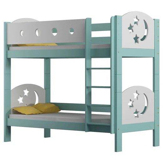 Łóżko dla dzieci z materacami i drabinką, turkusowy - Mimi 3X 180x80 cm ze sklepu Edinos.pl w kategorii Łóżka dziecięce - zdjęcie 172213927