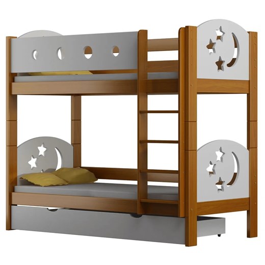 Łóżko piętrowe drewniane dla dzieci, olcha - Mimi 4X 160x80 cm ze sklepu Edinos.pl w kategorii Łóżka dziecięce - zdjęcie 172214007