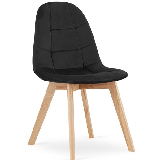 Komplet czarnych welurowych krzeseł kuchennych 4 szt. - Kiraz ze sklepu Edinos.pl w kategorii Krzesła - zdjęcie 172214266