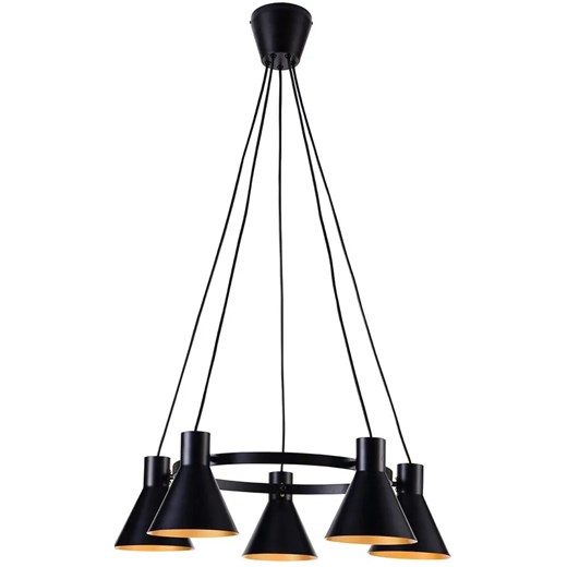 Czarna lampa wisząca industrialna do salonu - 4X K107 S7-Z61 ze sklepu Edinos.pl w kategorii Lampy wiszące - zdjęcie 172214787