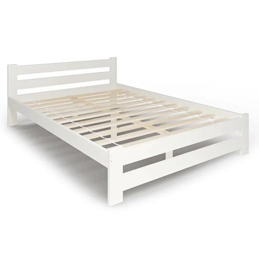 Białe małżeńskie łóżko drewniane 140x200 - Zinos Elior One Size Edinos.pl