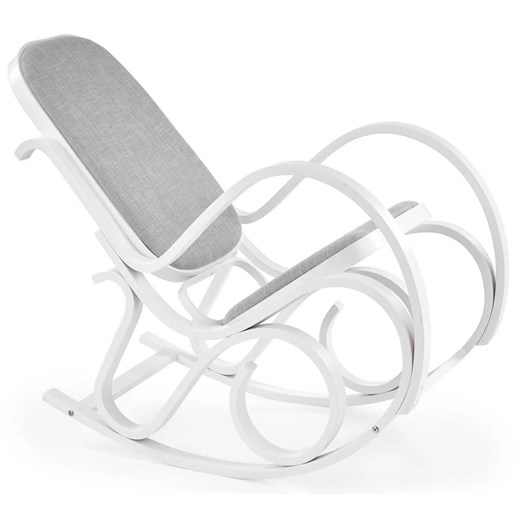 Biały drewniany fotel bujany - Dixel ze sklepu Edinos.pl w kategorii Fotele - zdjęcie 172215336