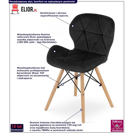 Komplet czarnych welurowych krzeseł 4 szt. - Zeno 4S Elior One Size Edinos.pl