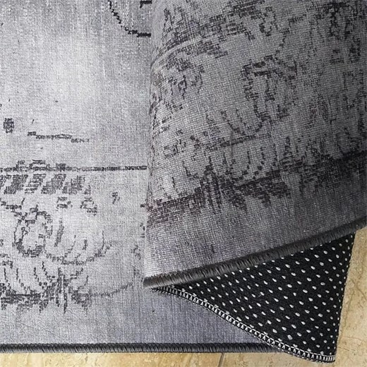 Szary prostokątny dywan w stylu vintage - Bernes Profeos One Size Edinos.pl