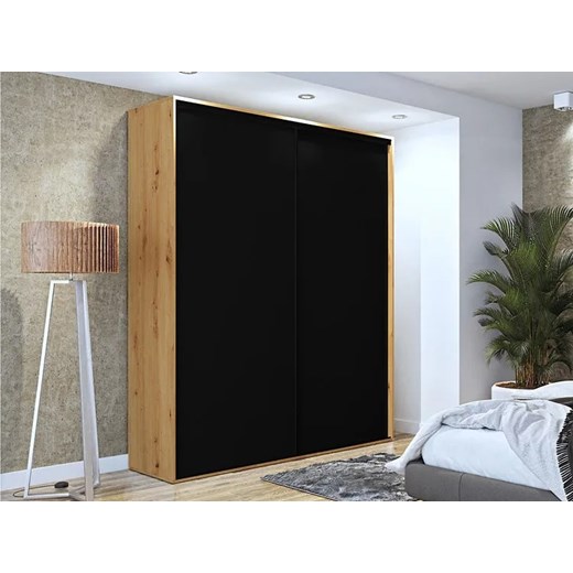 Szafa przesuwna dąb artisan + czarny - Savona 2X Elior One Size Edinos.pl