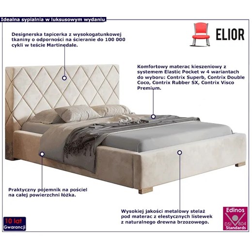 Łóżko tapicerowane 120x200 Savana 4X - 36 kolorów Elior One Size Edinos.pl