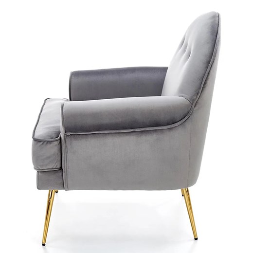 Szary welurowy fotel wypoczynkowy w stylu glamour - Morti Elior One Size Edinos.pl