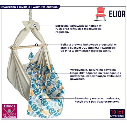 Wiszący bujak dla niemowlaka, dziecka na sprężynie - Kalo 3X Elior One Size Edinos.pl