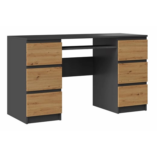 Nowoczesne biurko z szufladami antracyt + dąb artisan - Liner 2X ze sklepu Edinos.pl w kategorii Biurka i sekretarzyki - zdjęcie 172216408
