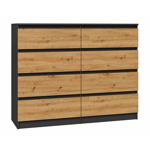 Wysoka komoda z szufladami antracyt + dąb artisan - Syntia 2X 140 cm Elior One Size Edinos.pl